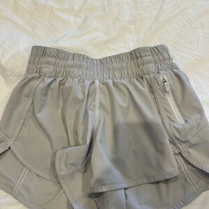 Lululemon Light Gray Athletic Shorts with Zipper Pocket